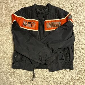 Harley-Davidson Men's Black and Orange Bomber Jacket